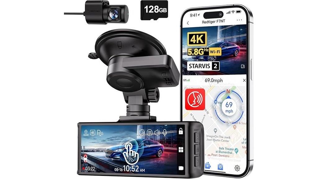 4k dash cam with rear