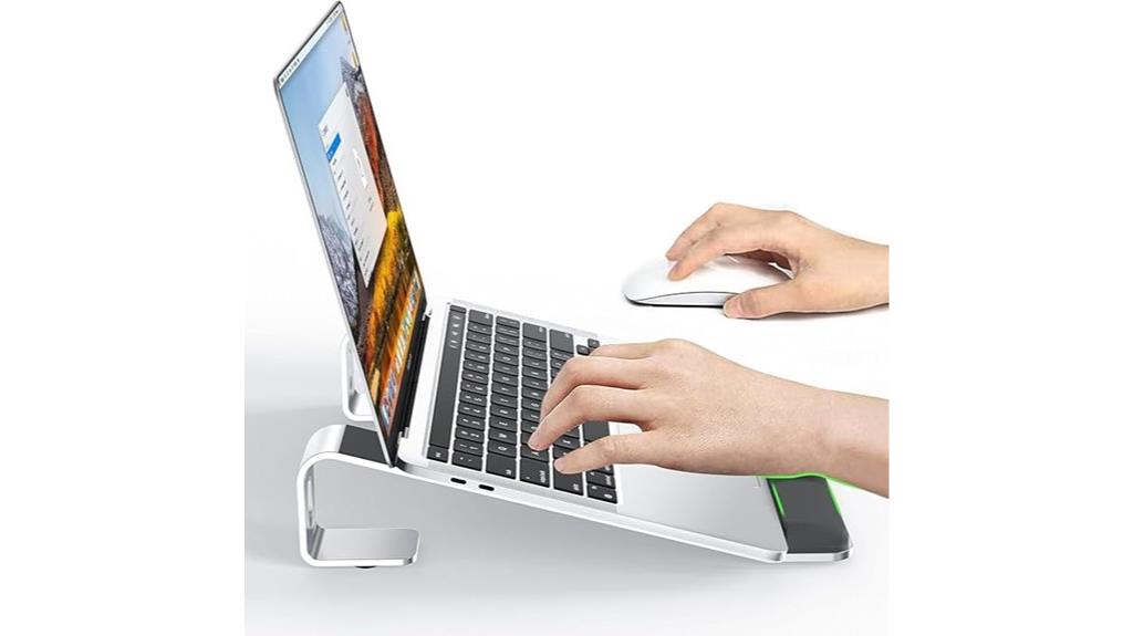 aluminum laptop stand with wrist rest