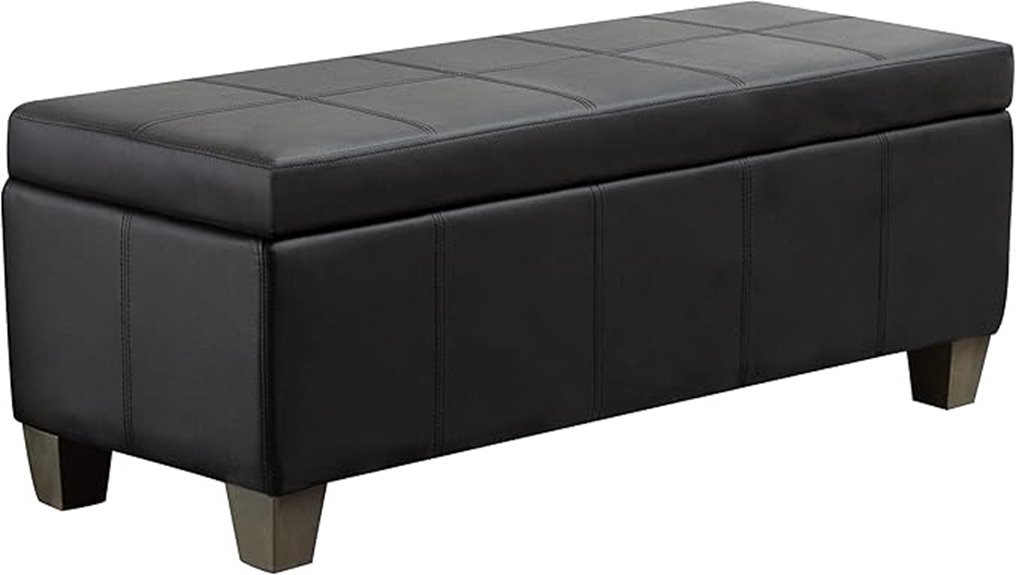 black faux leather ottoman