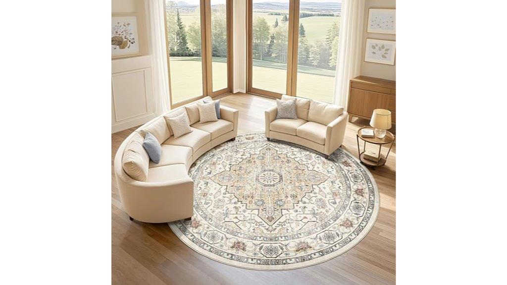 boho floral round rug