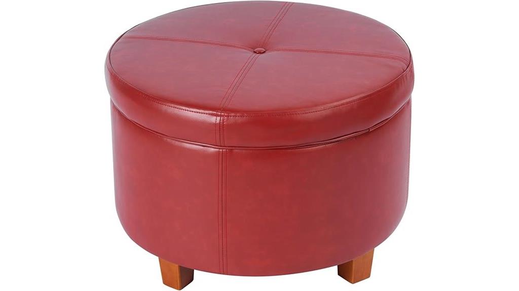 cinnamon red leather ottoman