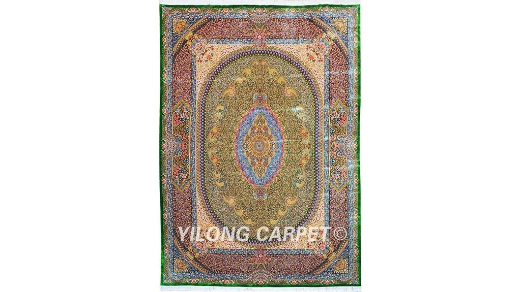 handmade silk floral rug