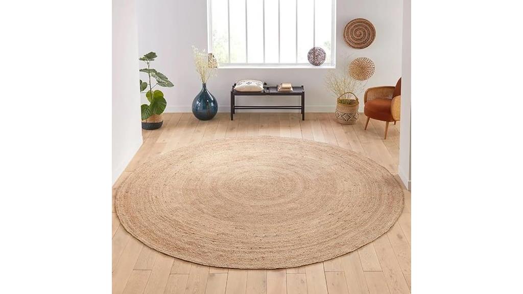 handwoven round jute rug