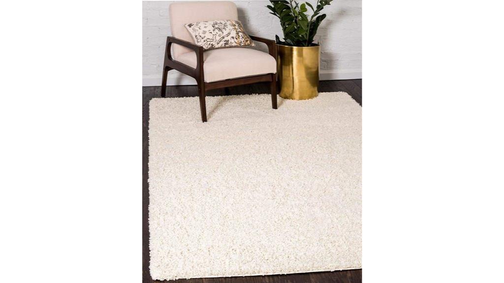 ivory solid shag rug
