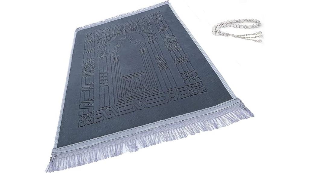 large grey padded prayer rug