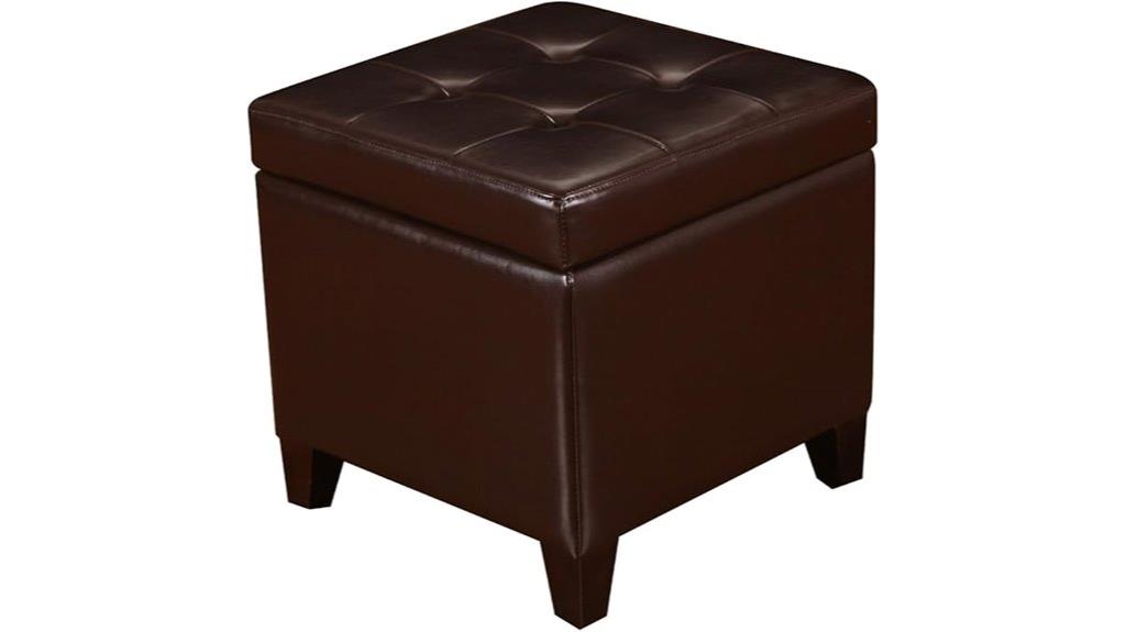 leather ottoman with wood legs