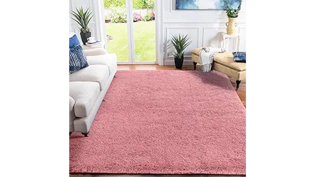 pink plush shaggy rug