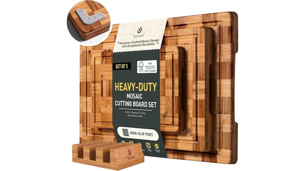 set of three durable bamboo boards