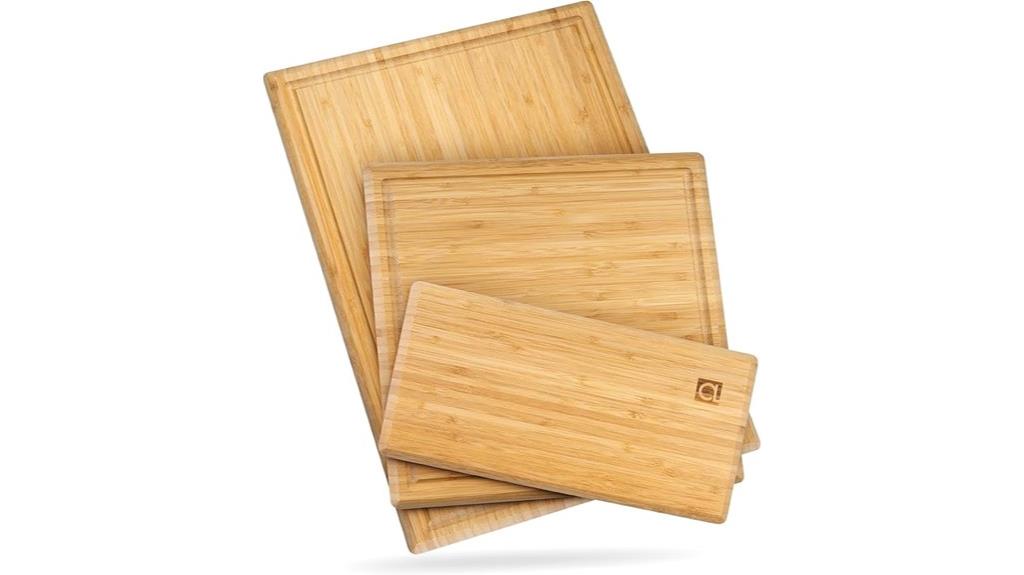 three bamboo cutting boards