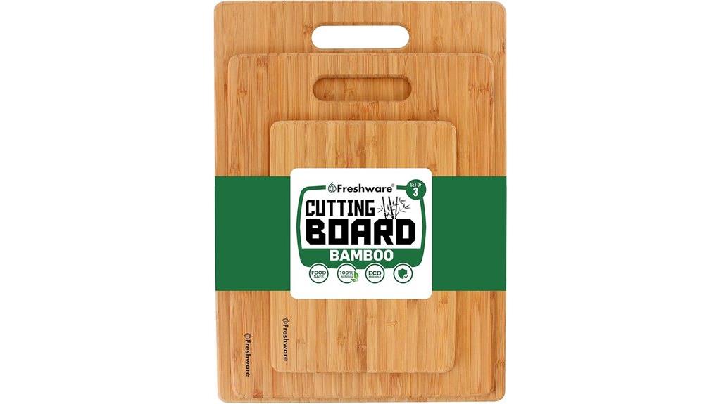 three piece bamboo cutting set