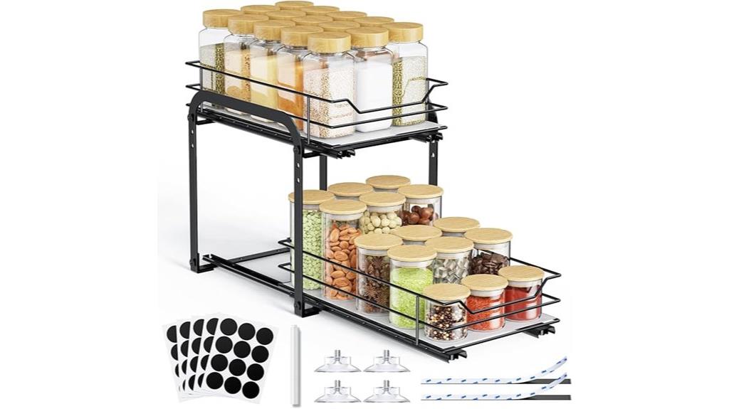 two tier pull out spice shelf
