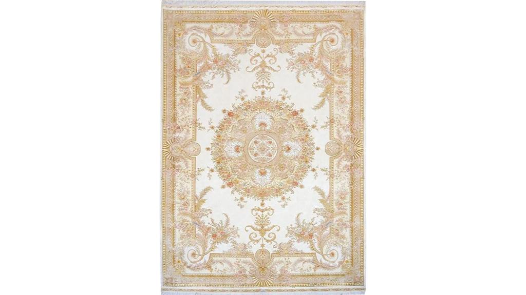 vintage beige silk rug
