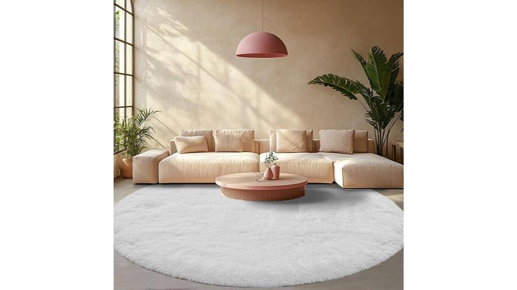 white round plush rug