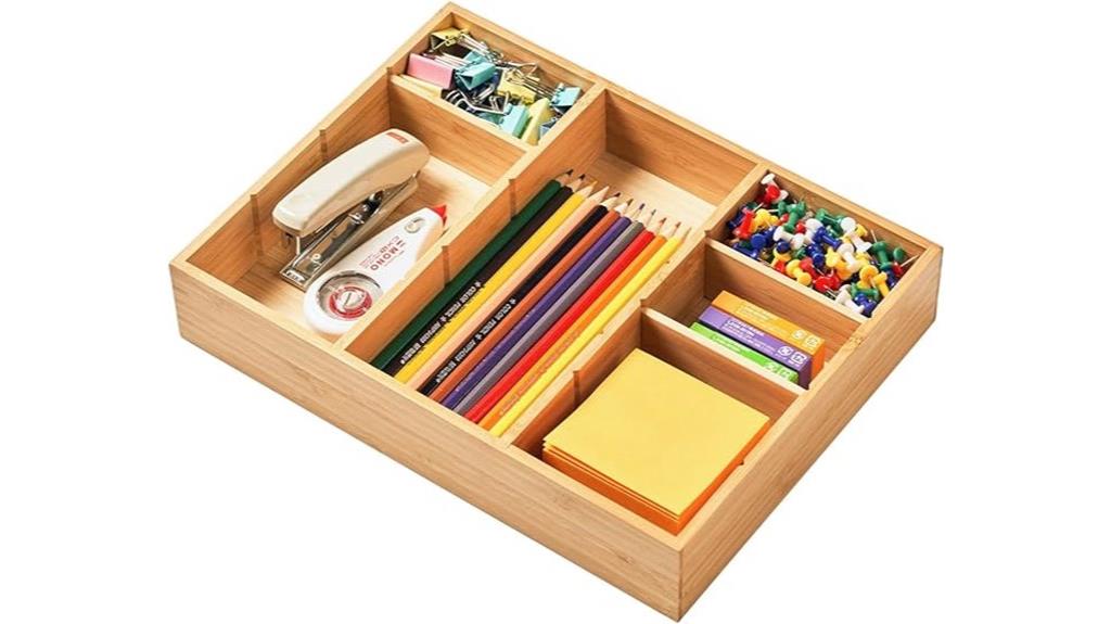 adjustable bamboo drawer organizer