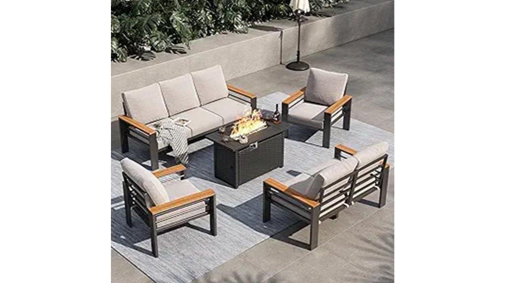 aluminum patio firepit set