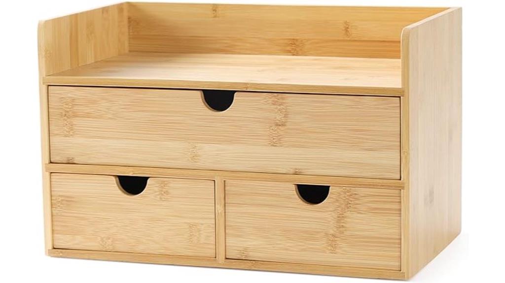 bamboo desk organizer with drawers