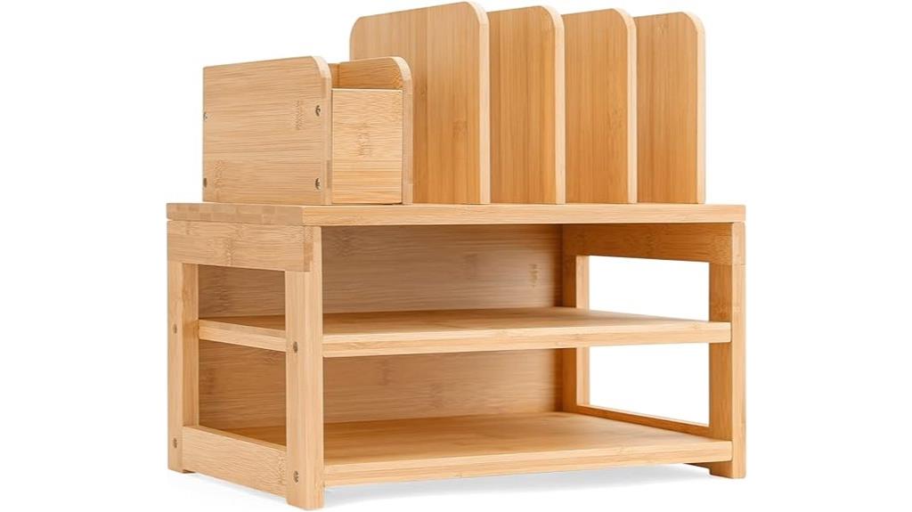 bamboo desk organizer with files