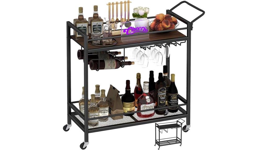 bar cart with shelves