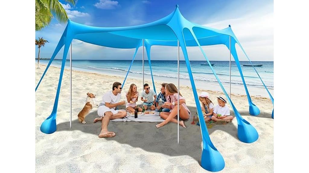 beach tent with sandbags