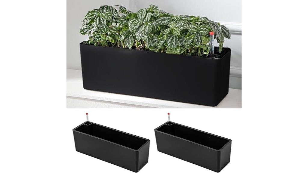 black 16 inch planter set