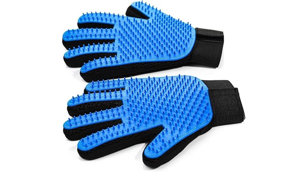 blue pet grooming gloves