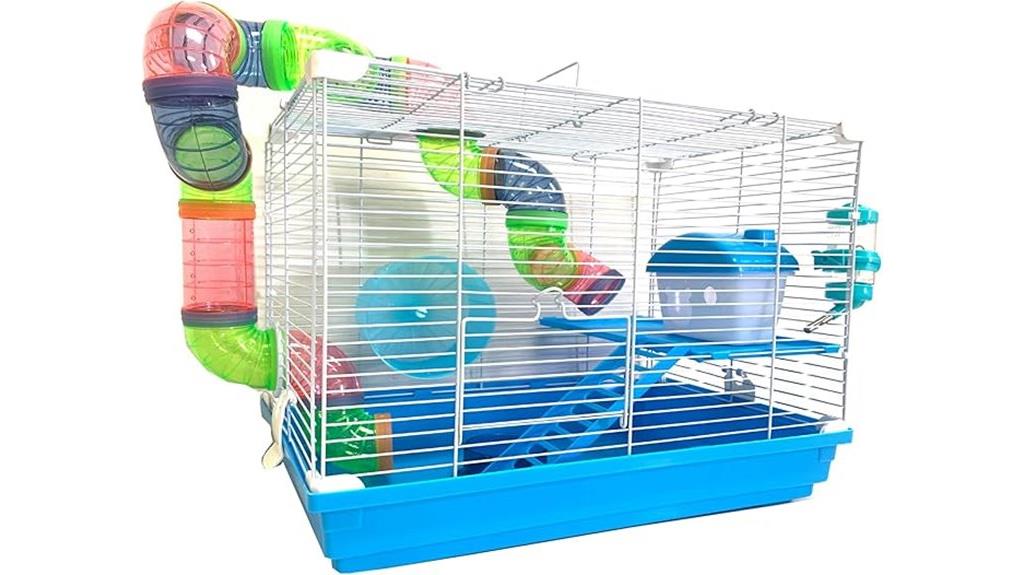 blue two story hamster cage
