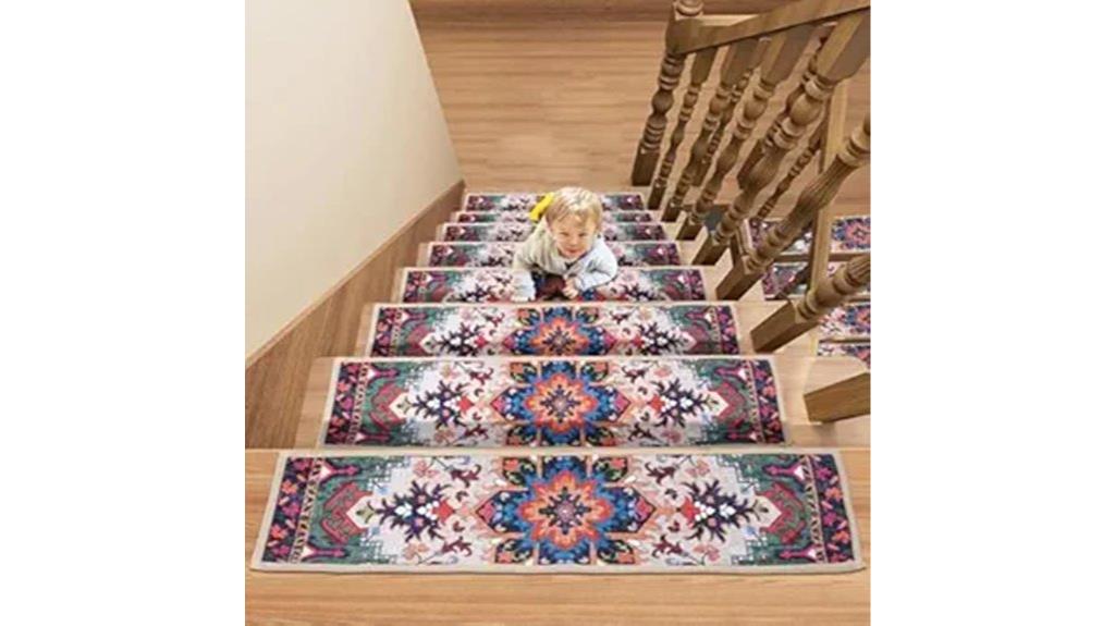 carpeted wooden step treads