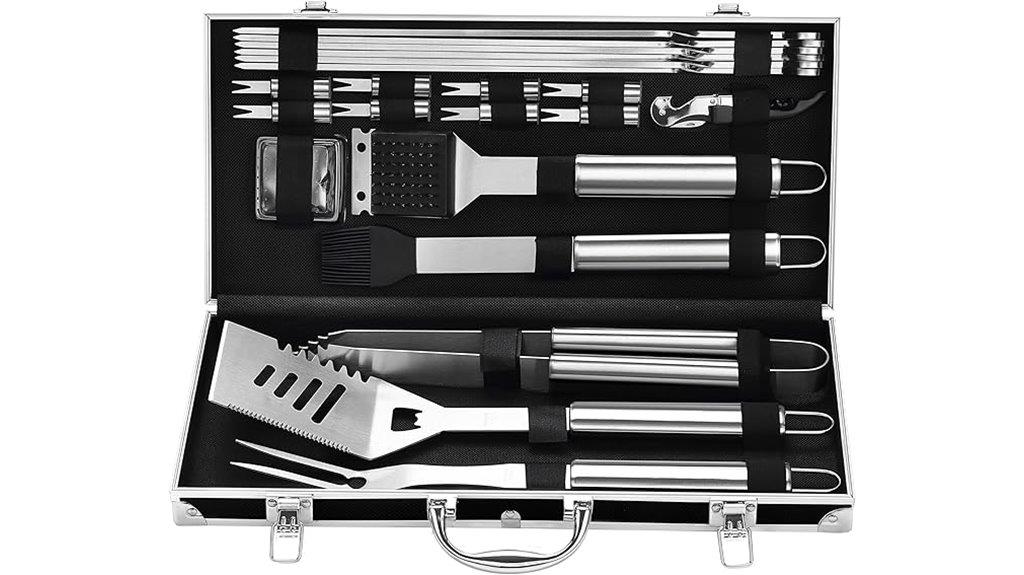 complete stainless steel grill set