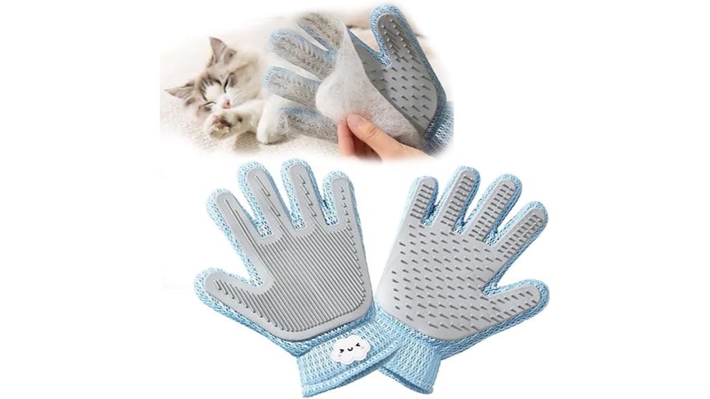 dual purpose pet grooming gloves
