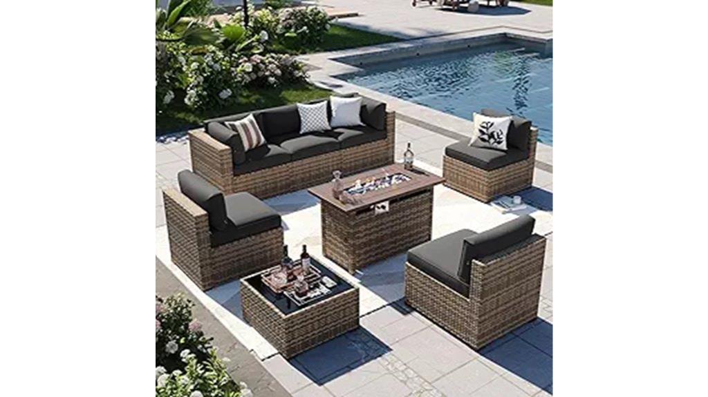 eight piece patio firepit set