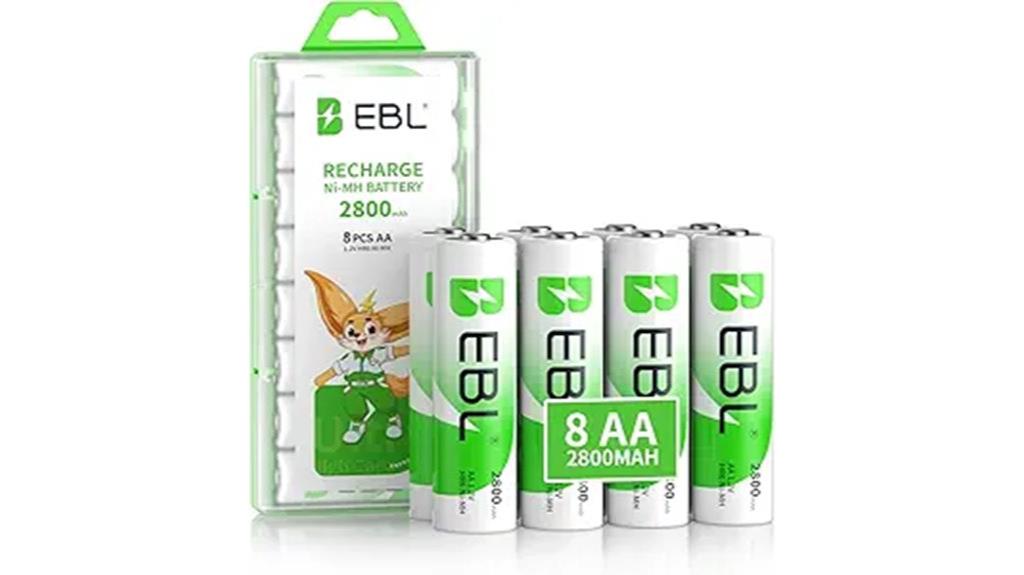 eight rechargeable aa batteries