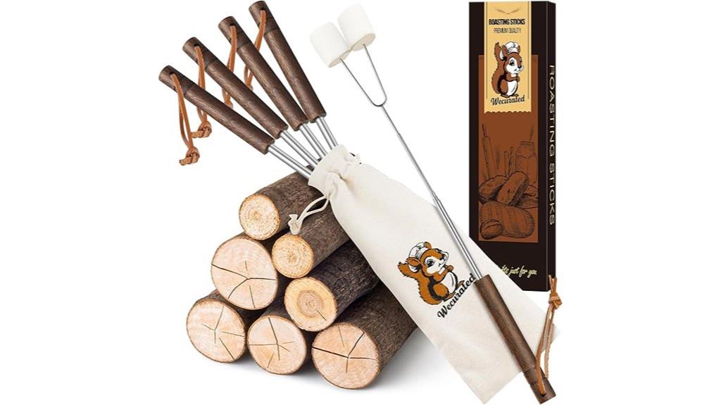 five marshmallow roasting sticks