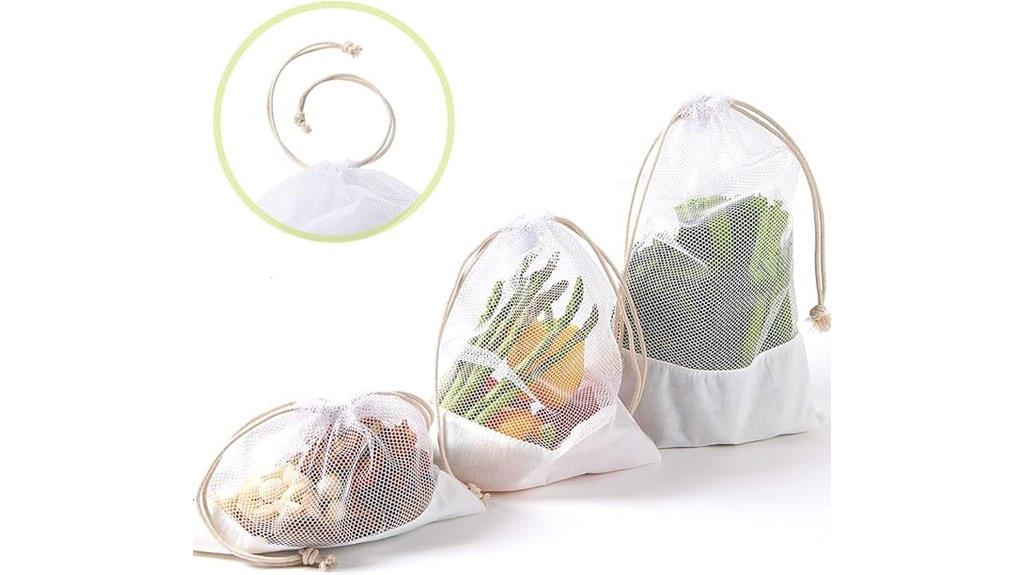 five reusable produce bags