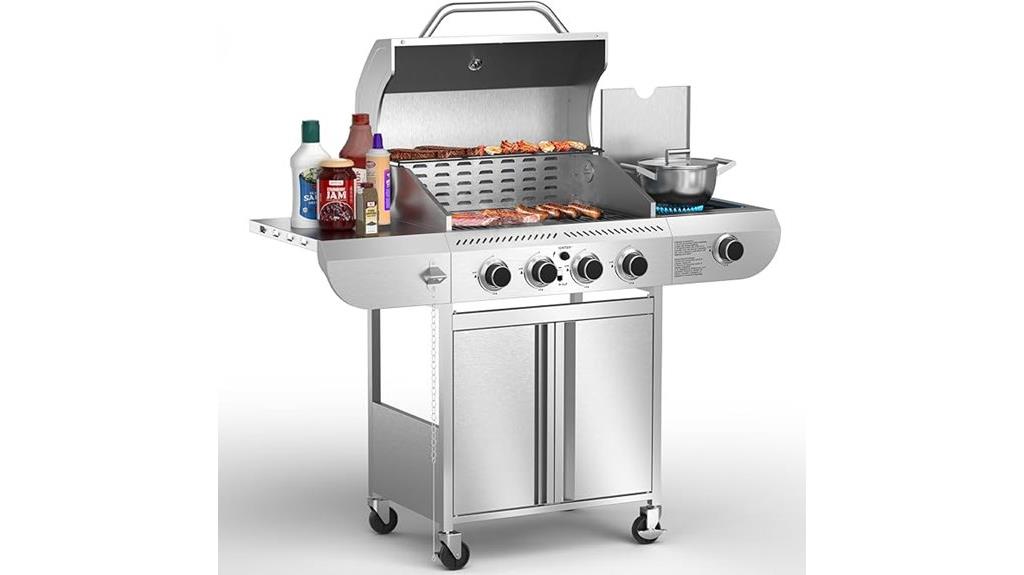 four burner stainless steel grill