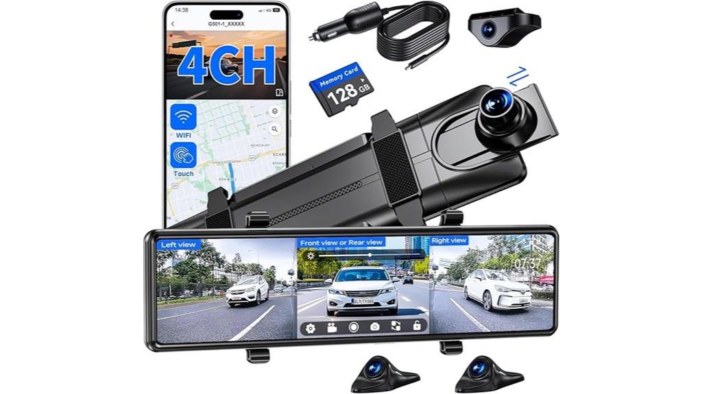 four channel rearview dash cam