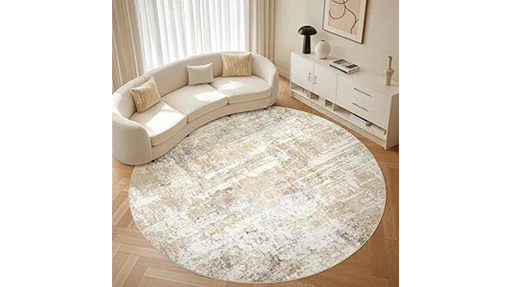 gray gold circular rug