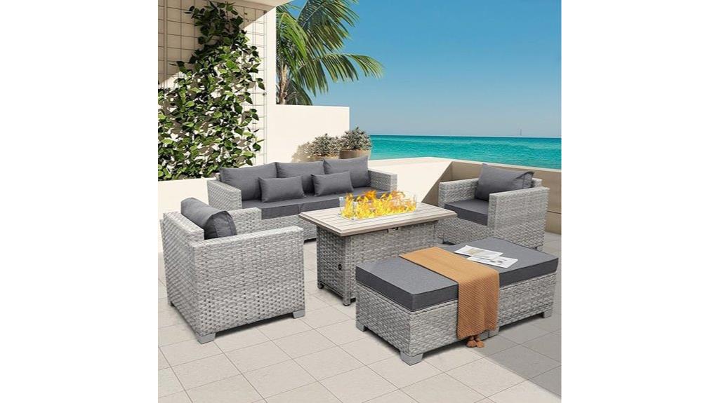 grey wicker fire pit