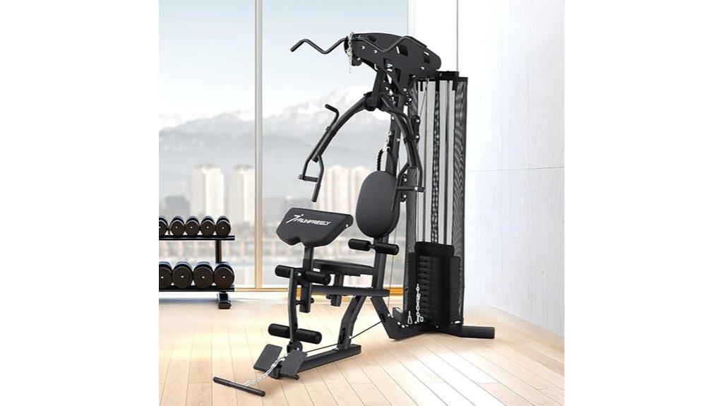 home gym with 150lb weights