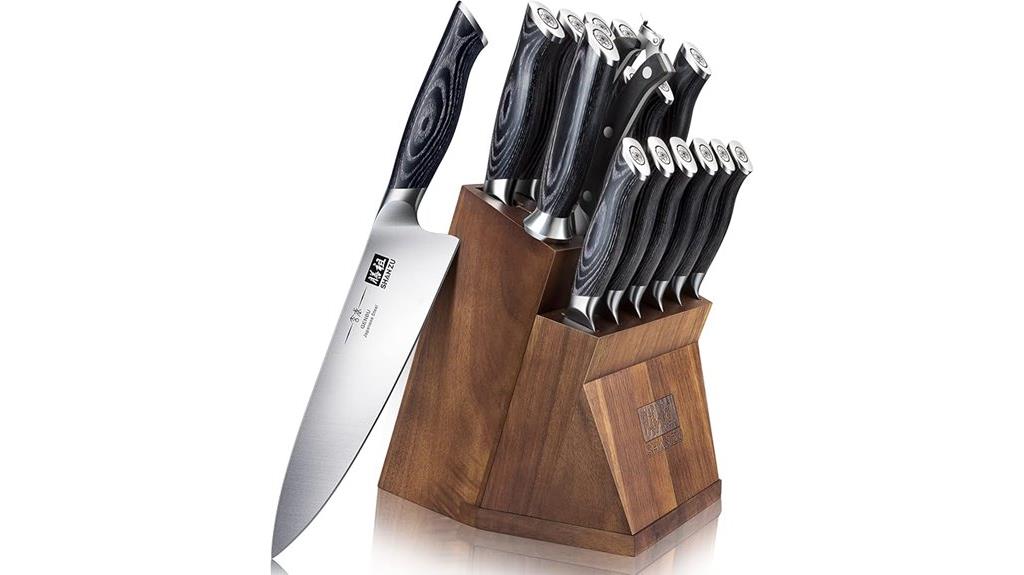 kitchen knife set with block