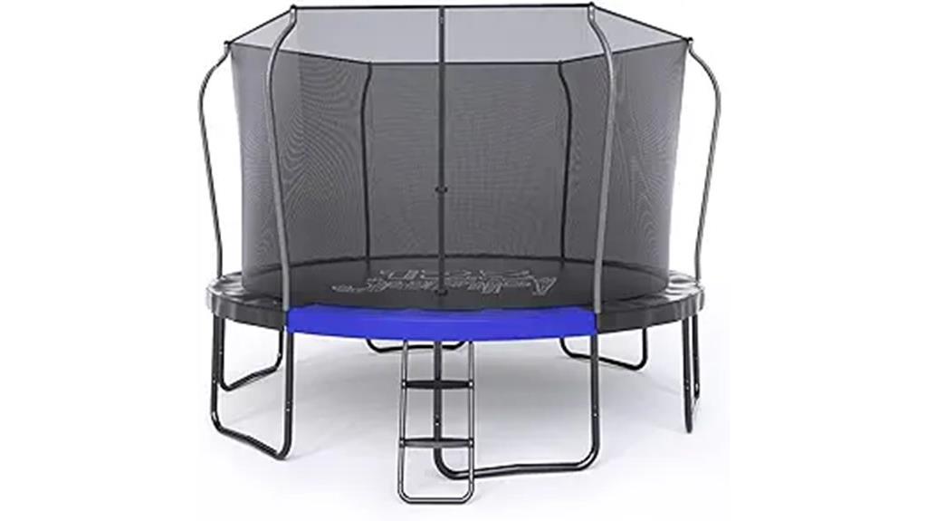 large outdoor trampoline with enclosure