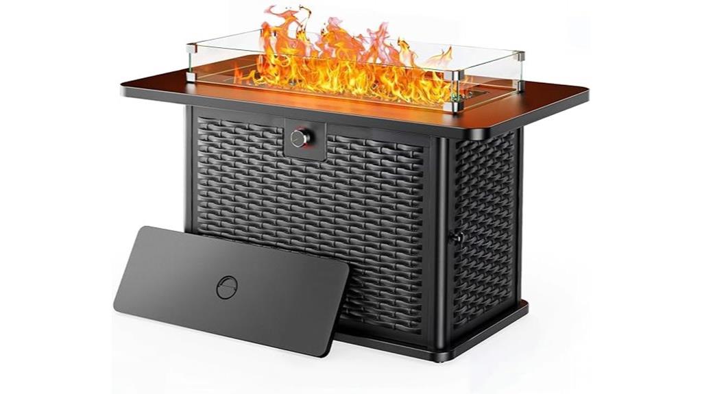 large rectangular fire pit