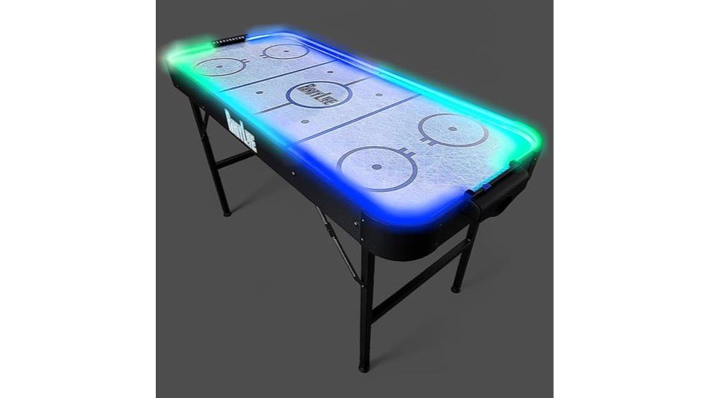 led lit steel legged air hockey