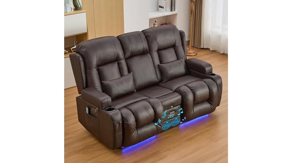 luxurious reclining loveseat with features