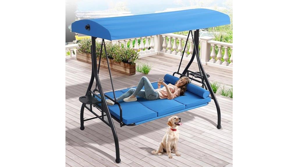 outdoor 3 person swing set
