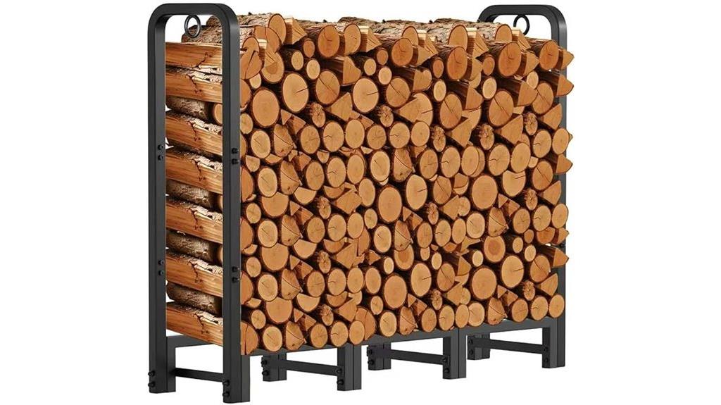 outdoor 4ft metal firewood rack