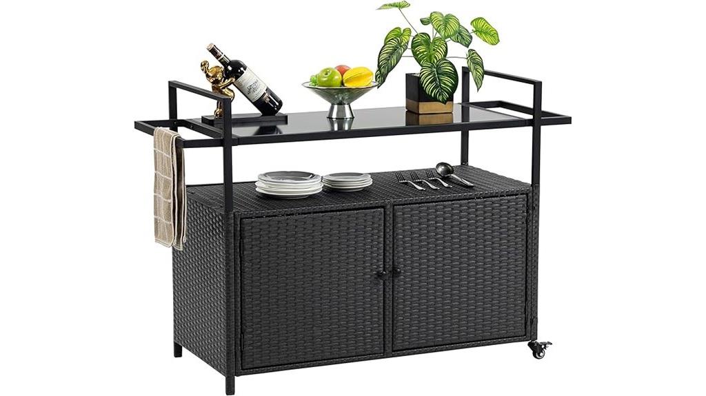outdoor bar cart with wheels