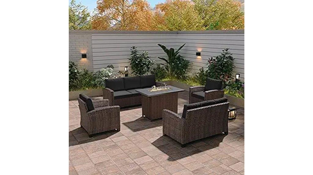 outdoor sectional with fire pit