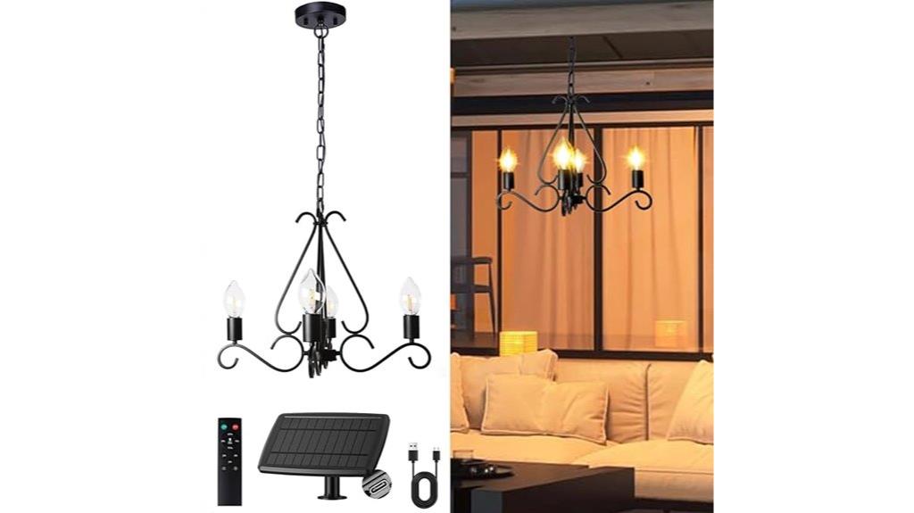 outdoor solar iron chandelier