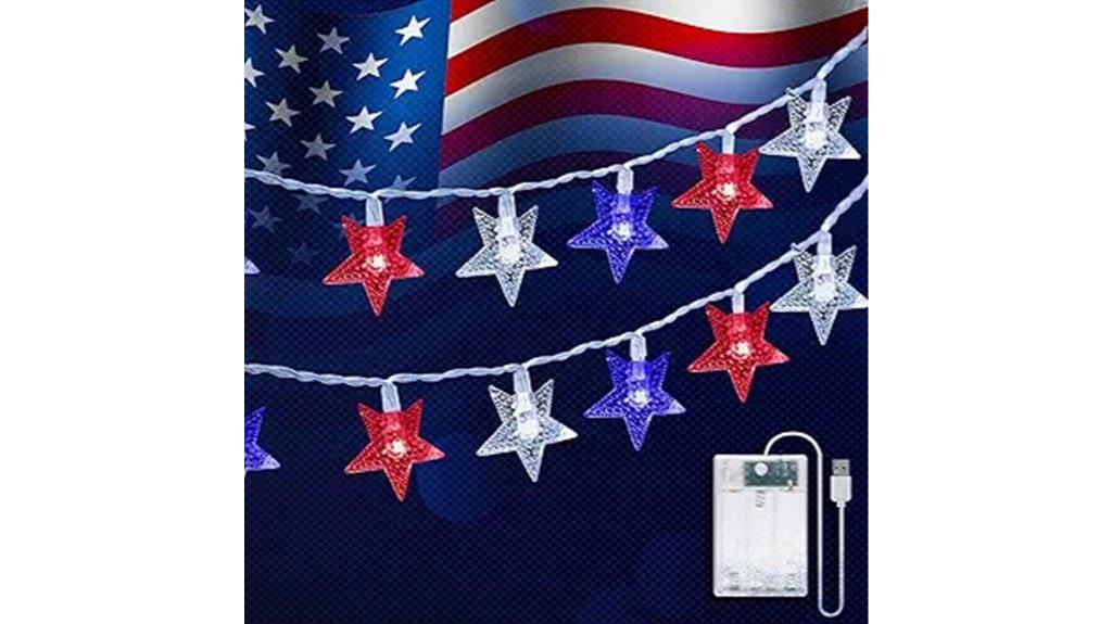 red white blue star lights