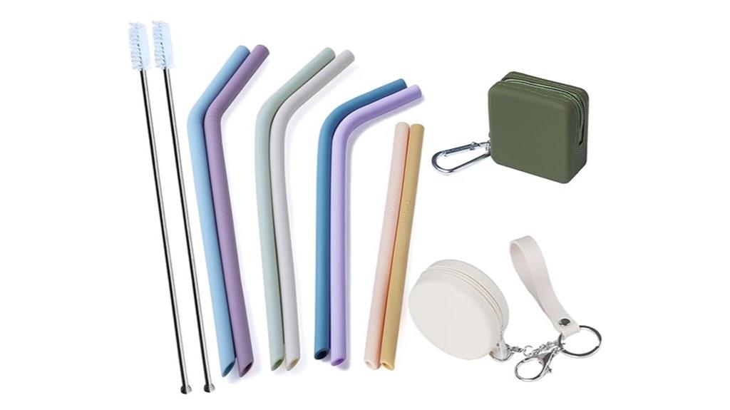 reusable silicone straw set